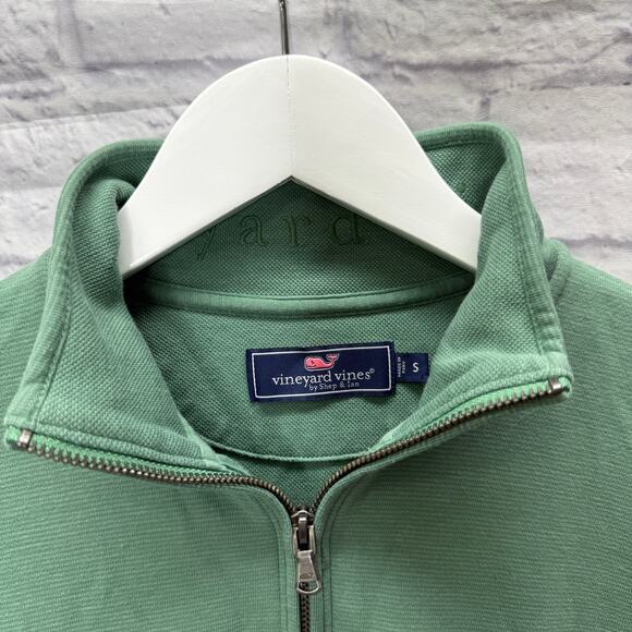 Vineyard Vines Mens 1/2 Zip Cotton Pullover Size S Green Whale Logo Spellout - Picture 3 of 6